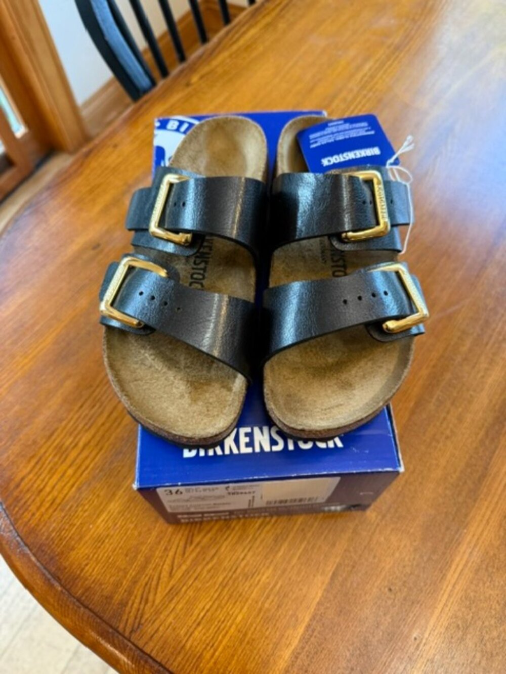 Birkenstock Sydney Cushion Buckle Graceful Licorice Black Leather Sandals EU 36